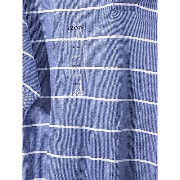 Izod Blue Striped Men's Polo Shirt Large New With Tags - Picture 2 of 9